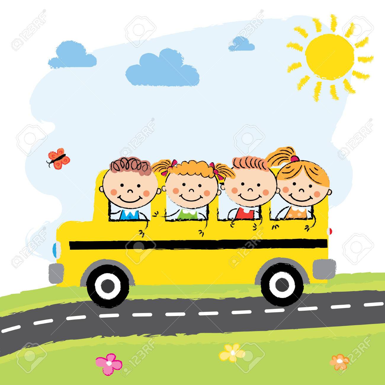 Niños en autobús
